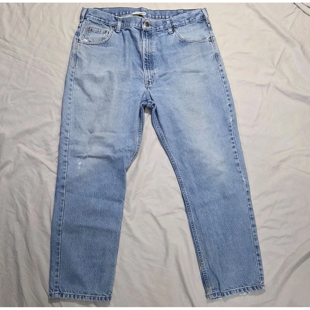 Carhartt B18STW Mens Jeans 42x30 (Fits 40x29) Straight Leg Workwear Denim Pants